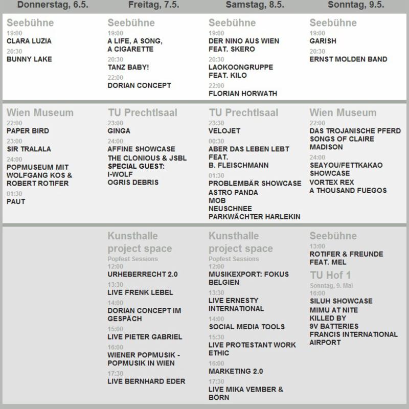 Aktueller Timetable POPFEST 2010